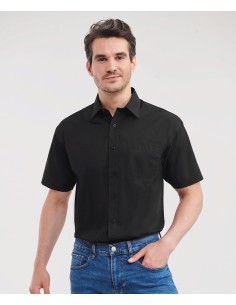 R-R-935M-0-Mens Short Sleeve Poly-Cotton Easy Care Poplin Shirt 2
